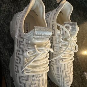 Steve Madden Maxima Sneakers - White and Silver Patterned Sneakers